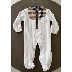 Baby boy girl bodysuit designer style footed bodysuit cotton soft 6-9M white